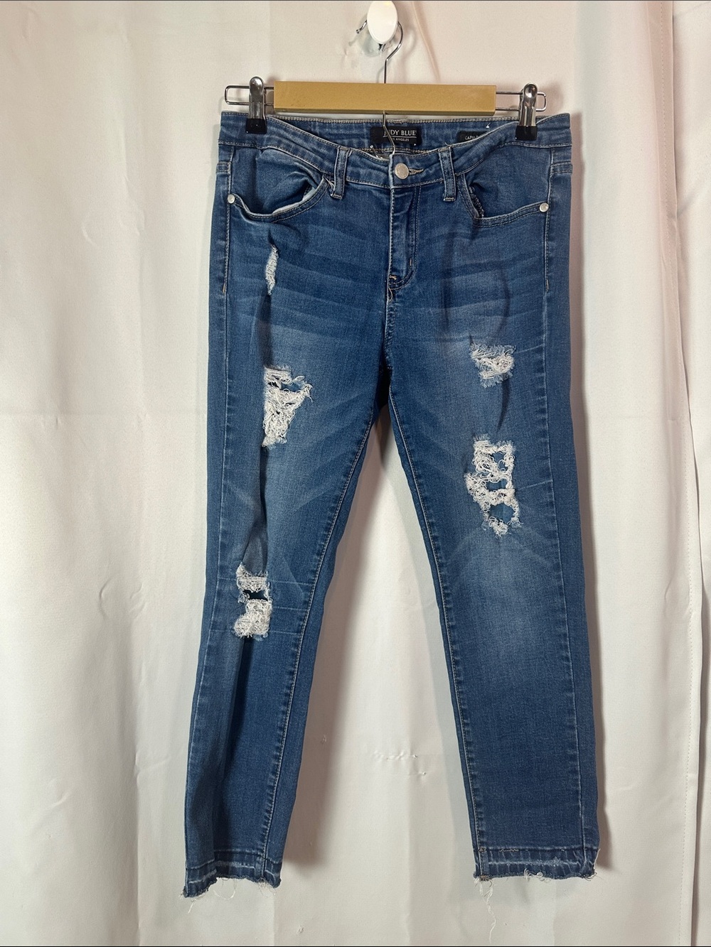 Judy Blue Medium Blue Distressed Skinny Jeans - Size 11/30